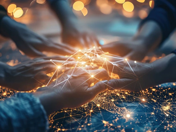 AI and team hands