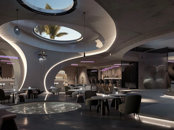 AI-generated architectural rendering by Damon Leverett.