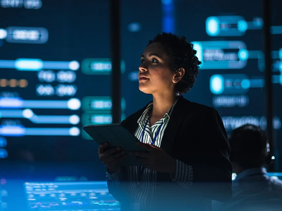 Woman in secure data center