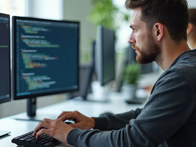 Male student at computer