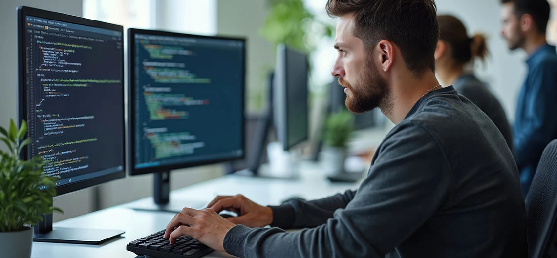 Male student at computer