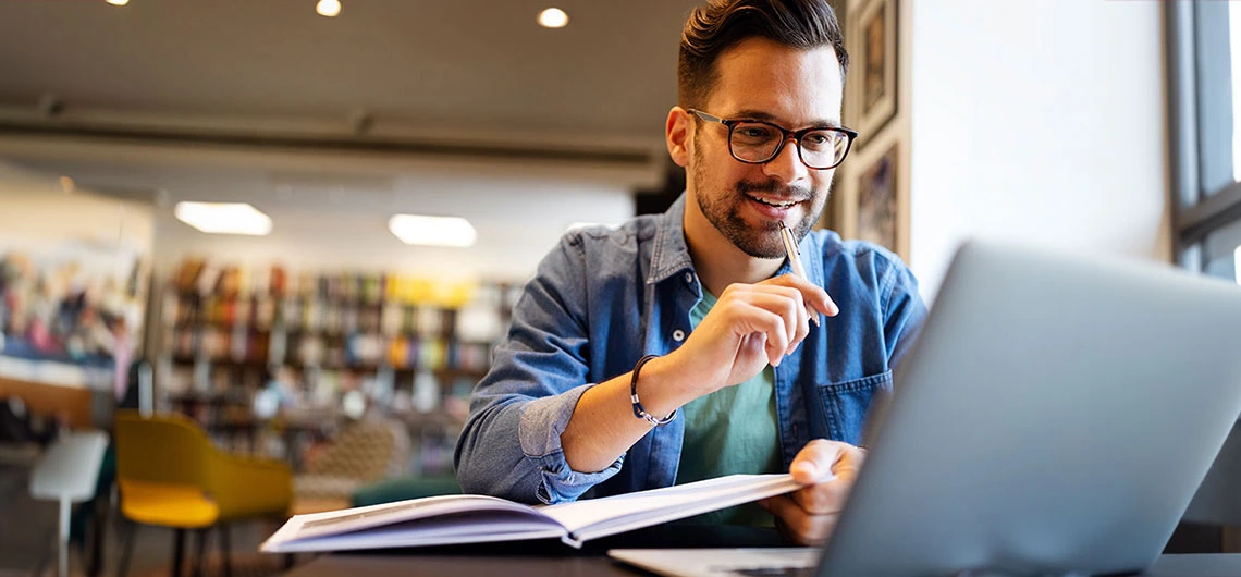 Prospective student in library