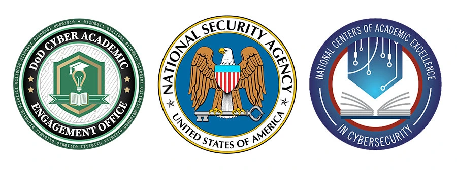Logos of the DoD Cyber Academic Engagement Office, National Security Agency, and National Centers of Academic Excellence in Cybersecurity