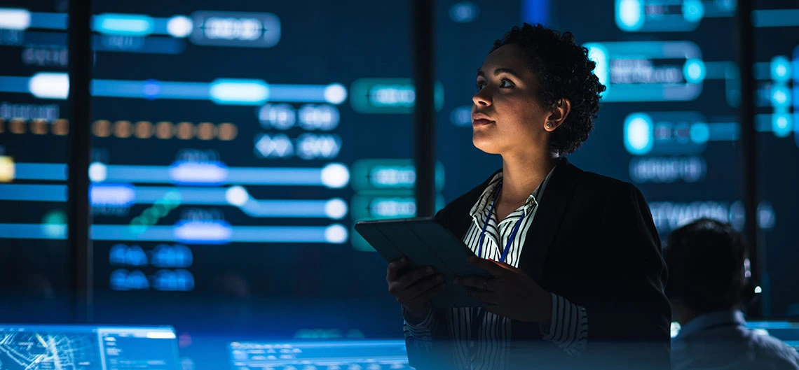 Woman in secure data center