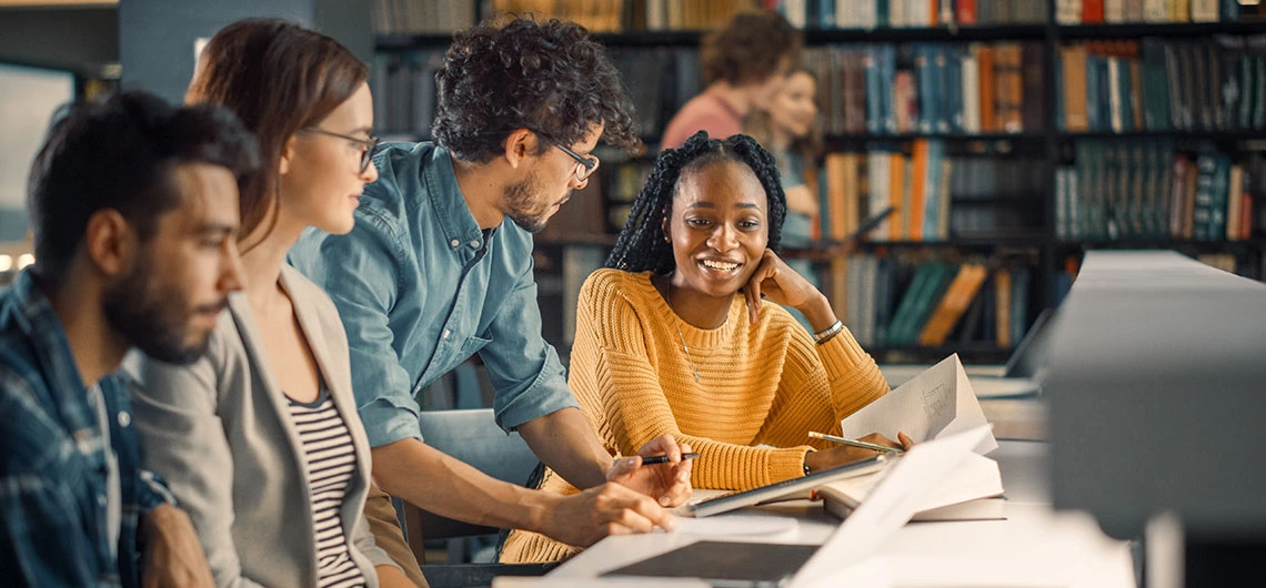Students in library