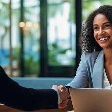 Employer and student shaking hands