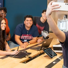 Students in CATalyst Studio taking a selfie
