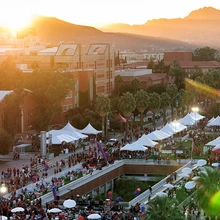 University of Arizona campus at sunset during Homecoming