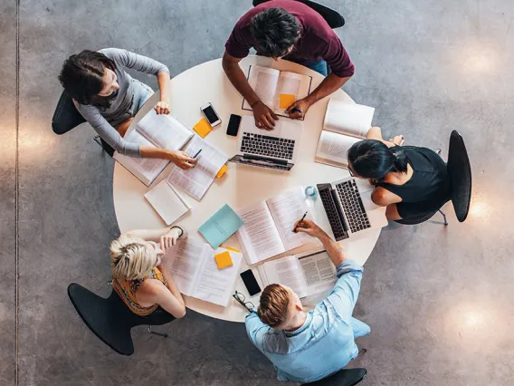 Students studying (top view)