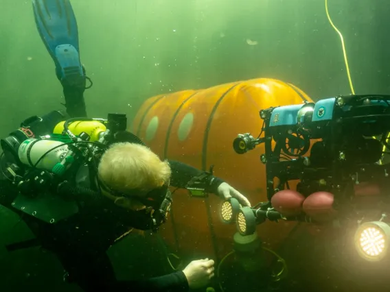 Diver and underwater tent