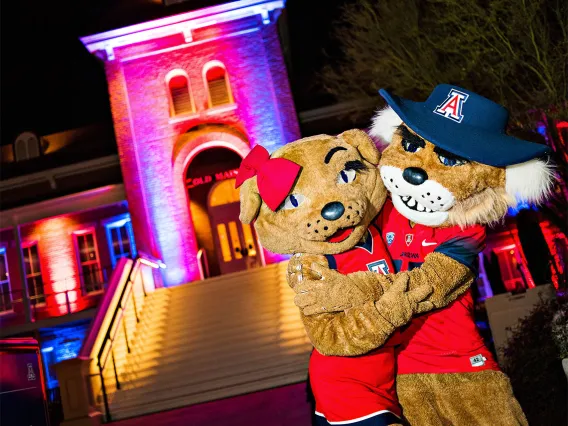 Wilma and Wilbur Wildcat at Old Main