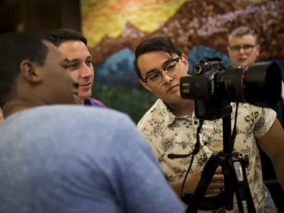 Students with video camera