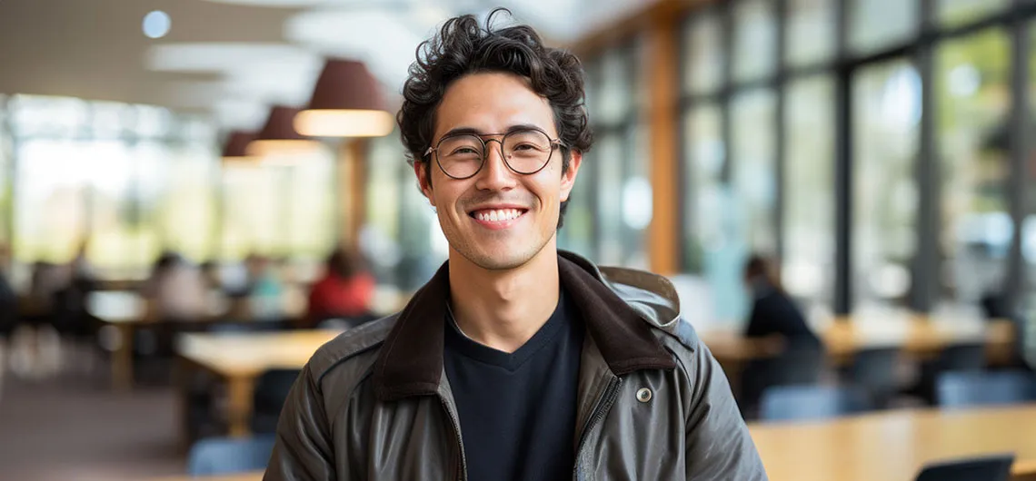 Student in academic or legal law library