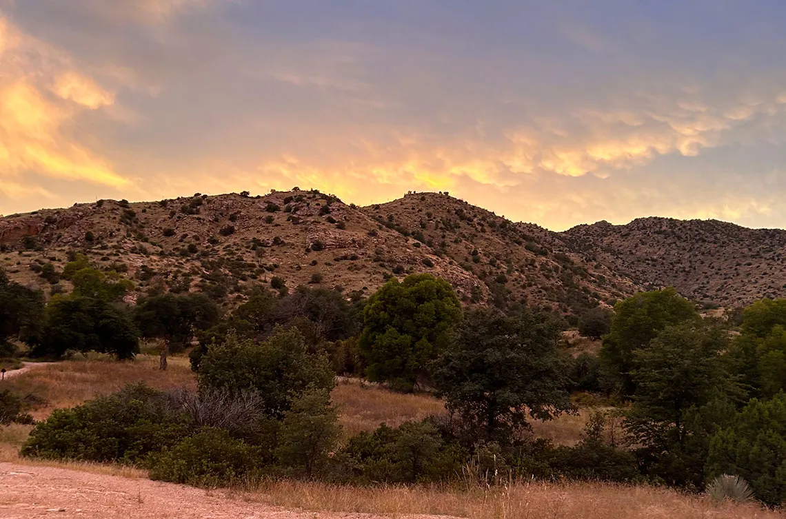 Sunset while hiking