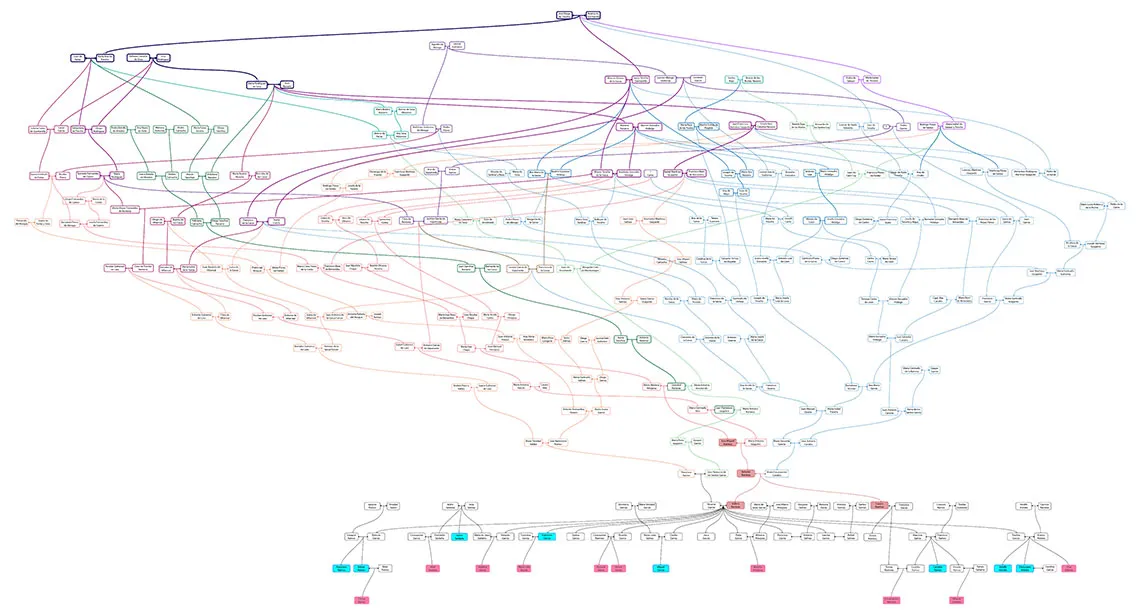 Network diagram of families