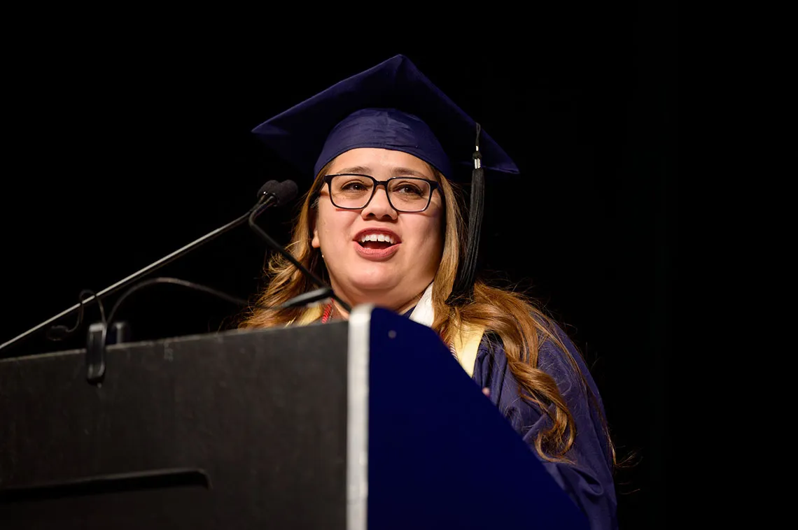 JoeAna Payte delivers master's speech