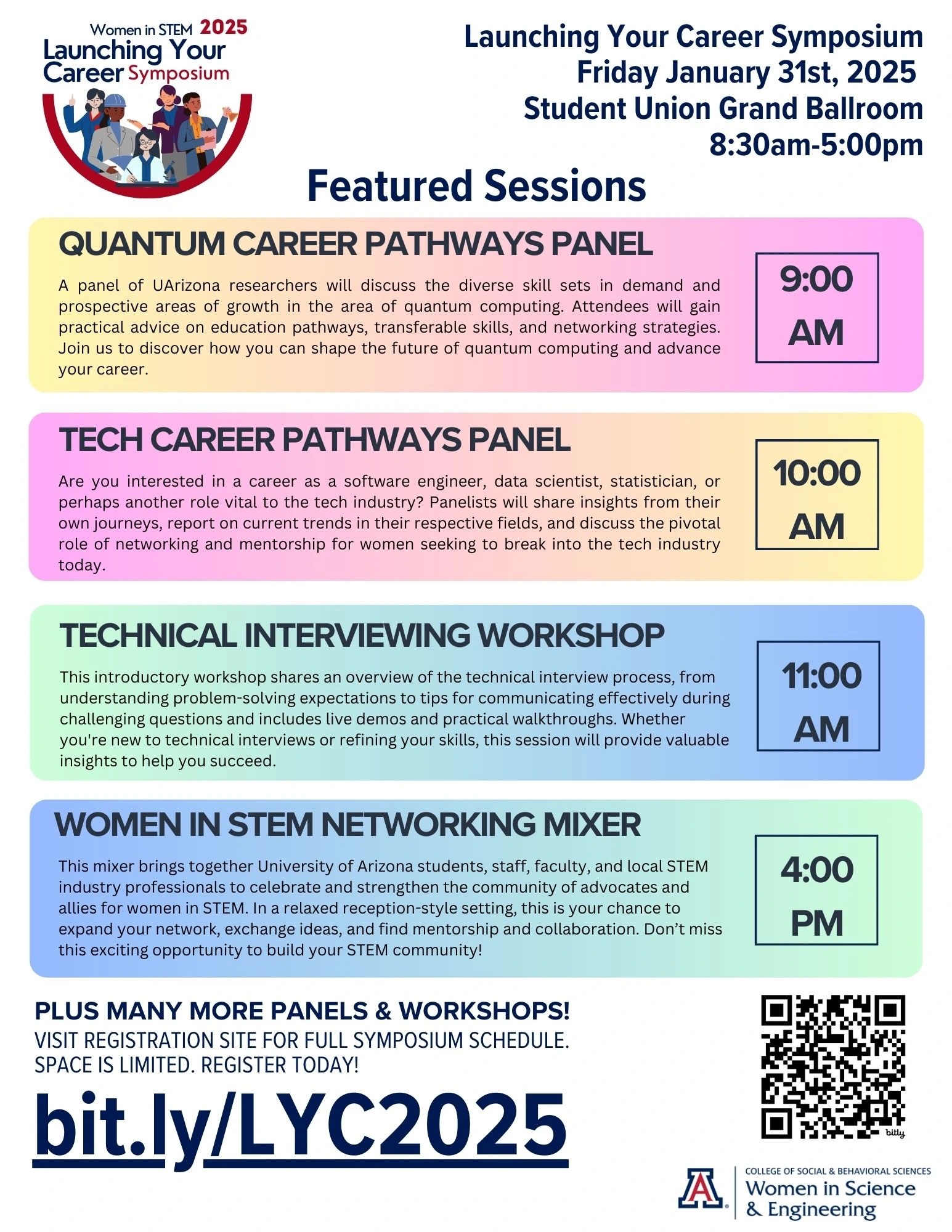 Featured Sessions: Quantum Career Pathways Panel, Tech Career Pathways Panel, Technical Interviewing Workshop and Women in STEM Networking Mixer