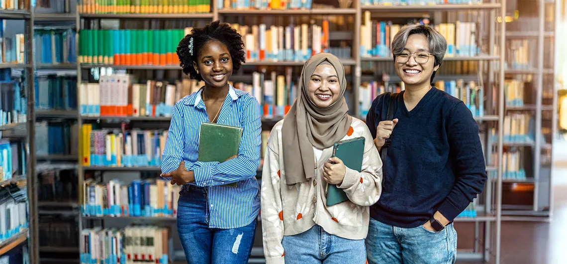 Students in library