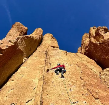 Sophia Kingsley rock climbing at Smith Rock.