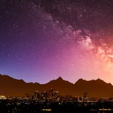 Tucson at night with Milky Way