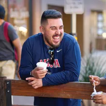 Students relaxing downtown