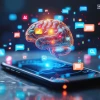 AI-generated image of brain with smartphone